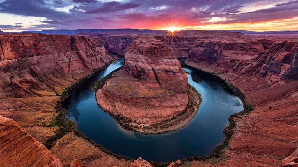 Horseshoe bend sunset wallpaper 4K Ultra HD