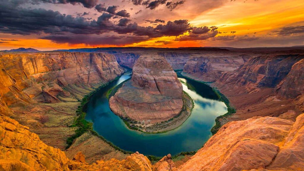 Horseshoe bend sunset 4k wide desktop wallpaper