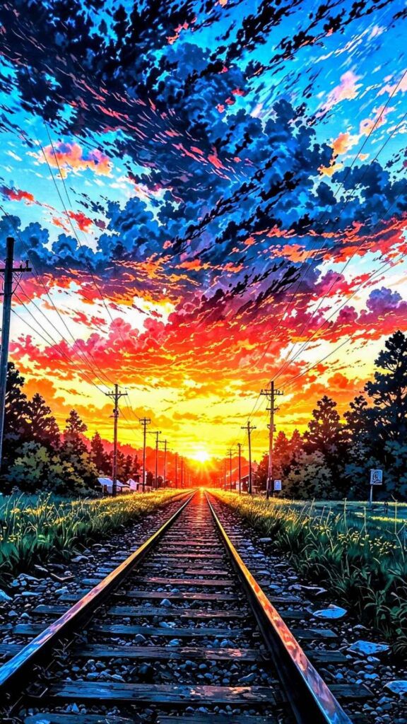 Railway Station Sunset Wallpaper