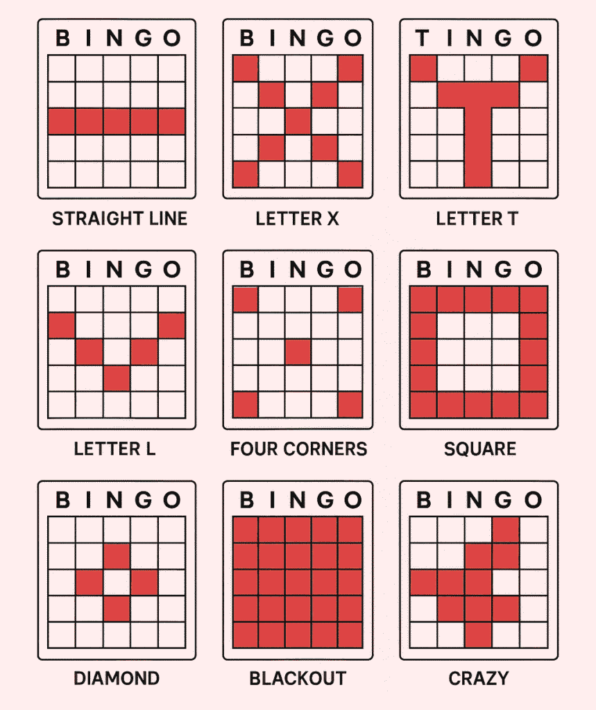 Several Bingo Game Patterns