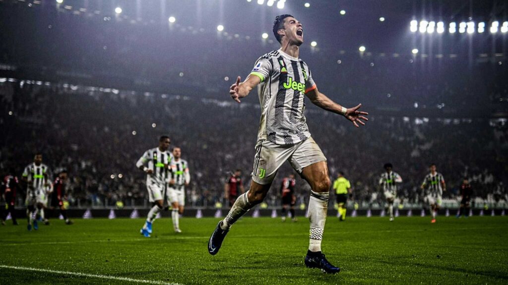 Cristiano Ronaldo Juventus Goal Celebration Wallpaper 4K
