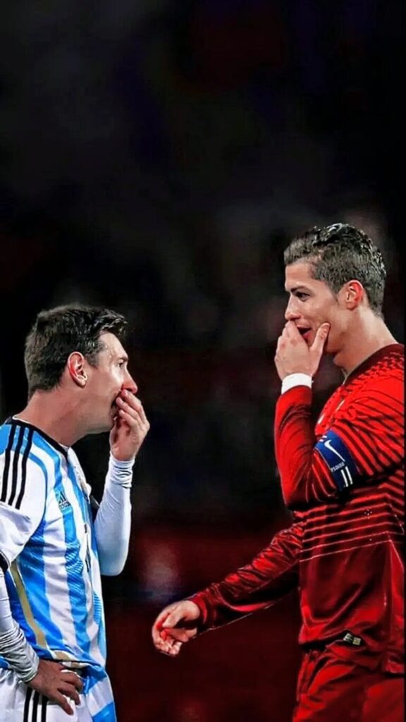 Messi from Argentina, alongside Cristiano Ronaldo from Portugal Wallpaper