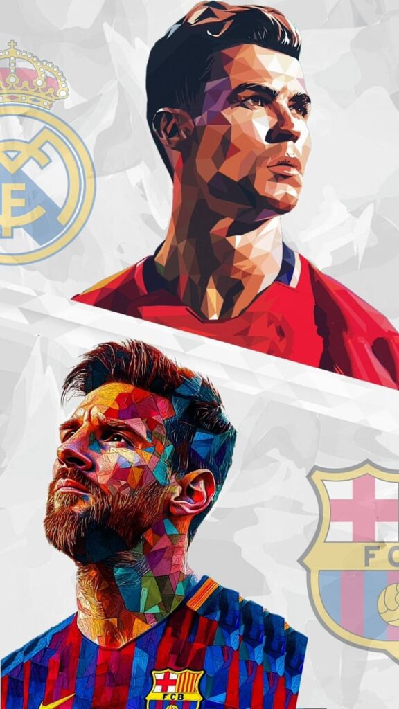 Messi and Ronaldo Vector Background Wallpaper 4K